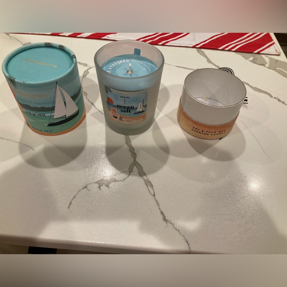 NWT Folkulture Candle for Home Scented 7.06 Oz Soy Wax Scented unwind ocean salt